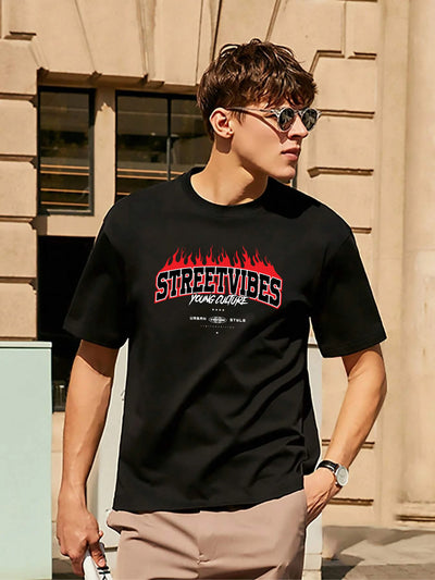 Street Vibes Slogan with Fire Flame Effect - Unisex T-Shirt