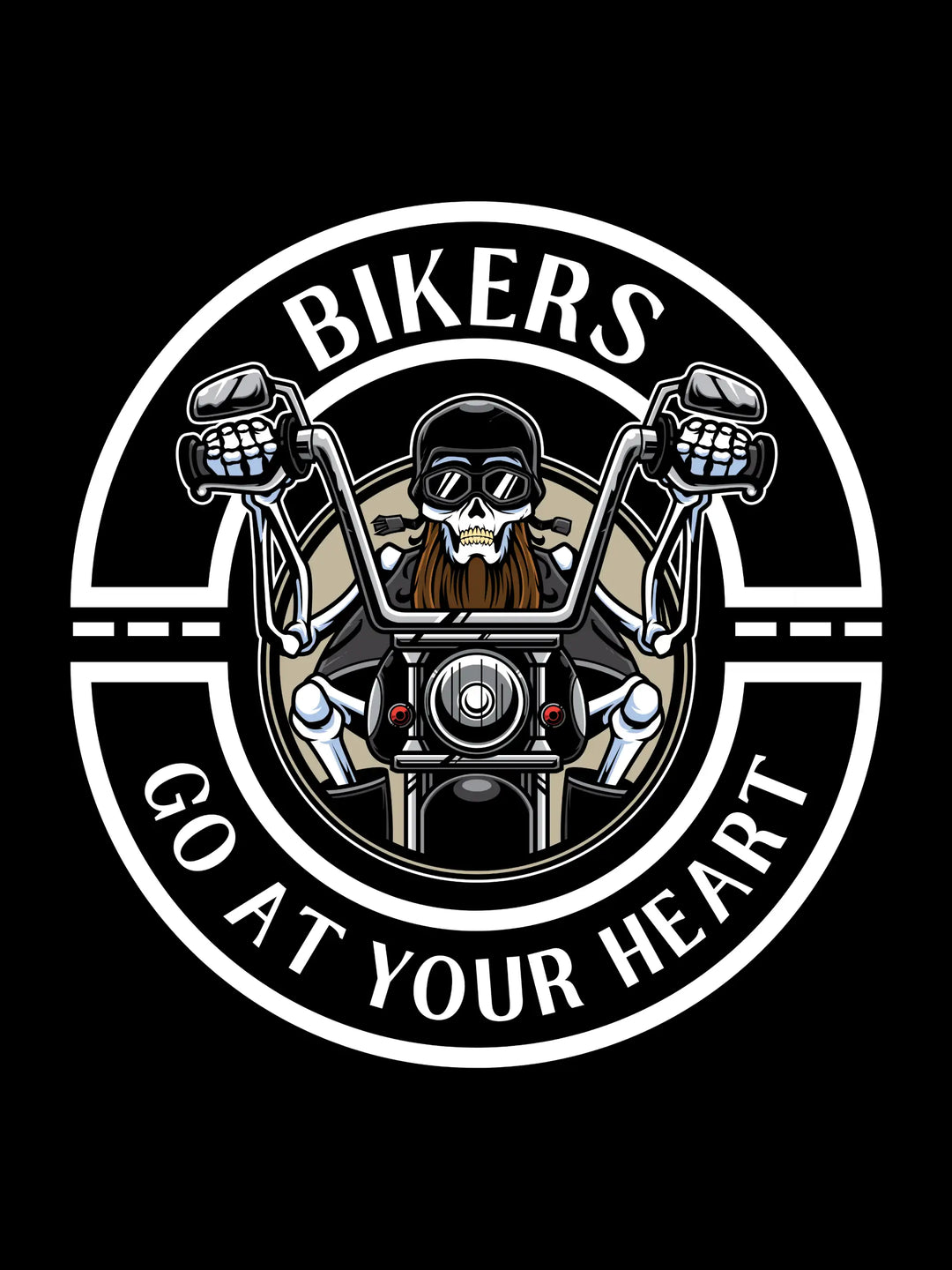 Bikers Go at Your Heart graphic round neck tee