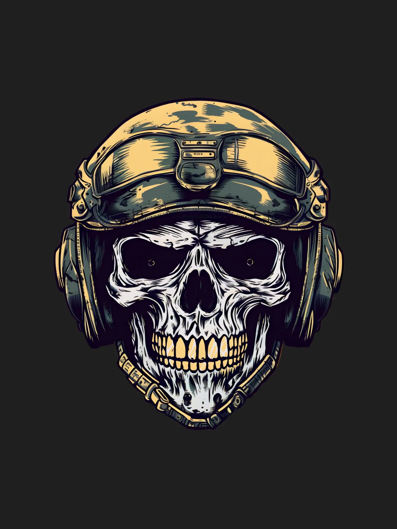 A Scary Skull Inside a Military Helmet