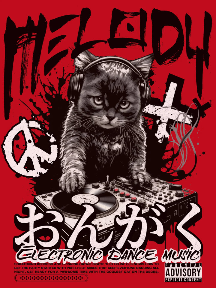 DJ Cat Melody Meow  - Oversized t-shirt