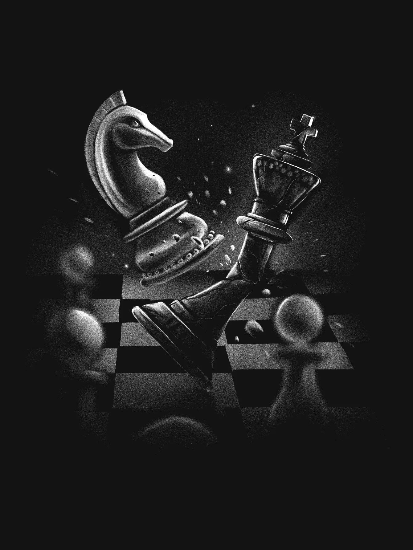 A Chess Game in a Realistic Monochromatic Style