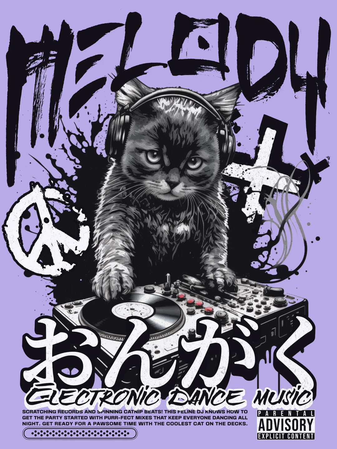 DJ Cat Melody Meow  - Oversized t-shirt