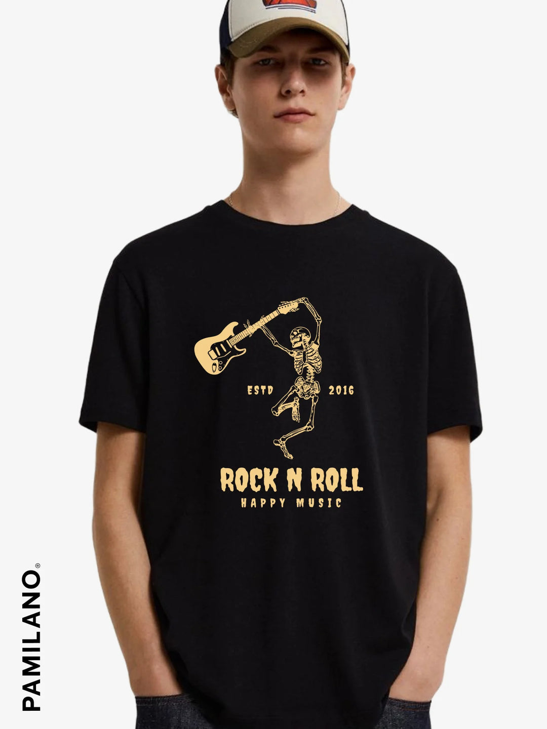 Skull - Rock N Roll Happy Music - Unisex T-Shirt